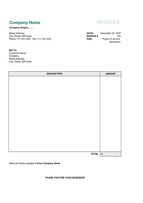 easy printable invoice.